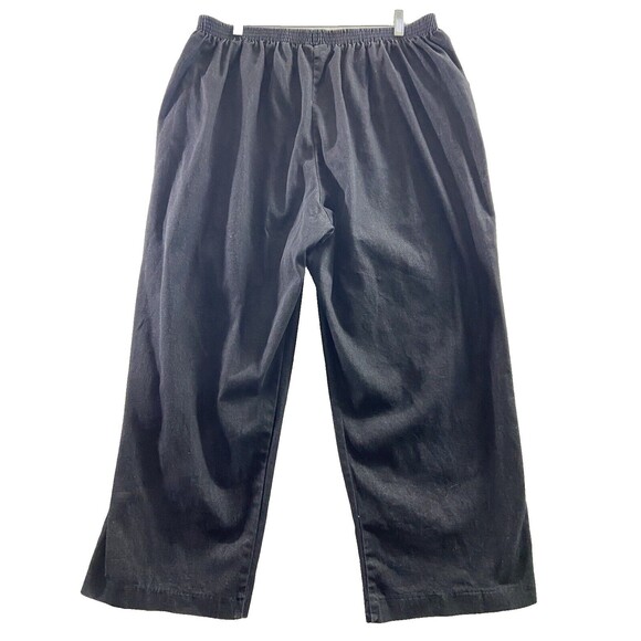 Alfred Dunner Womens Pants 22w Black Denim Pull On Cropped Ankle Slash Pockets - Picture 3 of 7